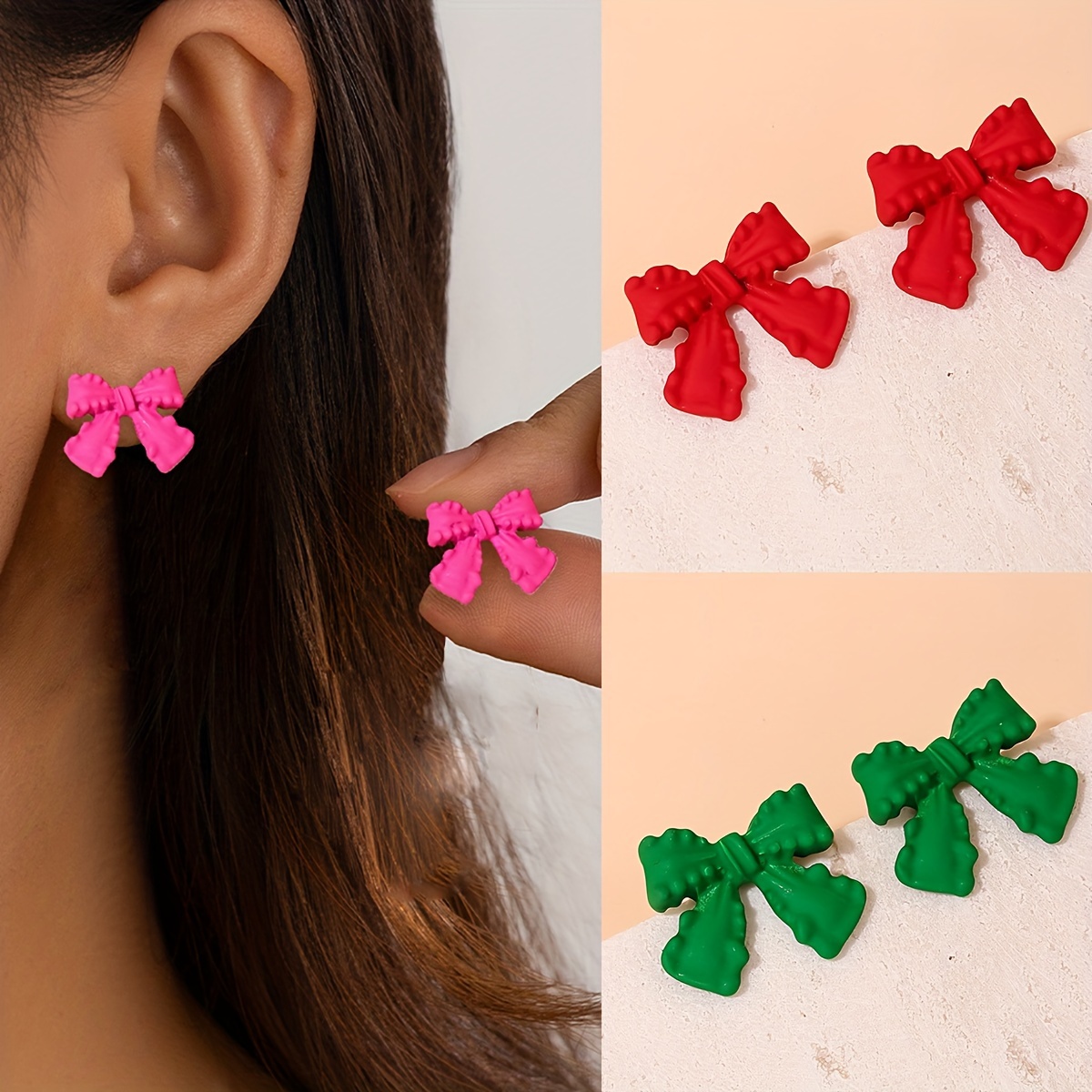 Bow Shaped Stud Earrings Vintage Style Party Accessories